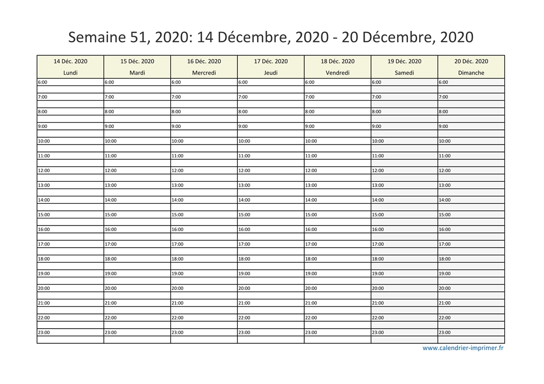 Calendrier Semaine 51 