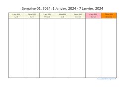 calendrier semaine 2024 (hebdomadaire/semainier) modèle 5