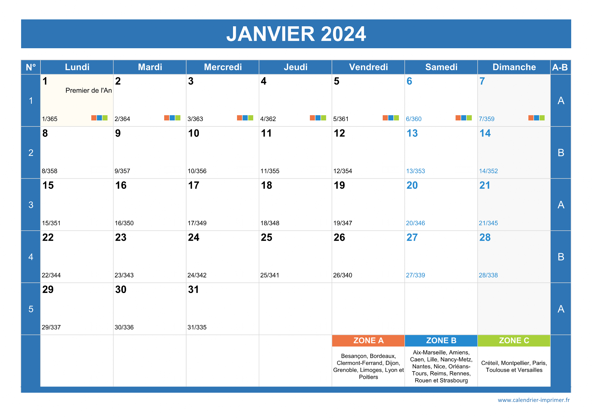 Agenda 2024 Journalier: Planificateur Journalier 1 jour par page avec  planification mensuel, 365 jours et 12 Mois avec heure du Janvier 2024 au