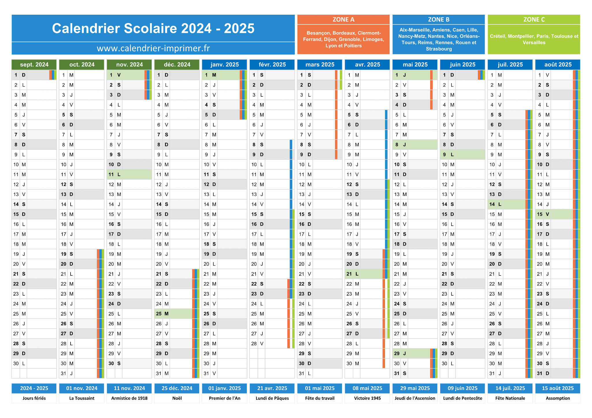 Calendrier 2024 : vacances scolaires, jours fériés, ponts… les dates