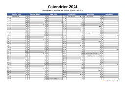 Calendrier 2024 à Imprimer Gratuit