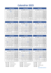 Calendrier Annuel 2025 Vacances Vertical