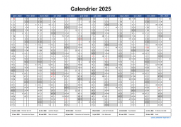 Calendrier Annuel 2025 Vierge