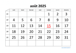 calendrier août 2025
