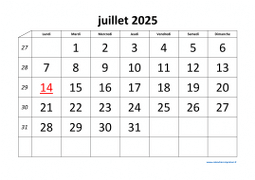 calendrier juillet 2025