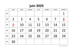 calendrier juin 2025