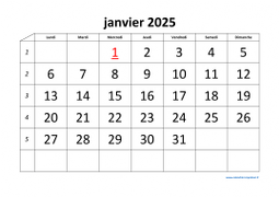 Calendrier Mensuel 2025 Modele 01