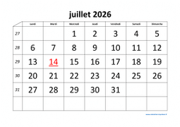 calendrier juillet 2026