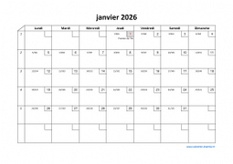 Calendrier Mensuel 2026 Modele 02