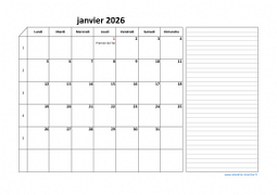 Calendrier Mensuel 2026 Modele 06